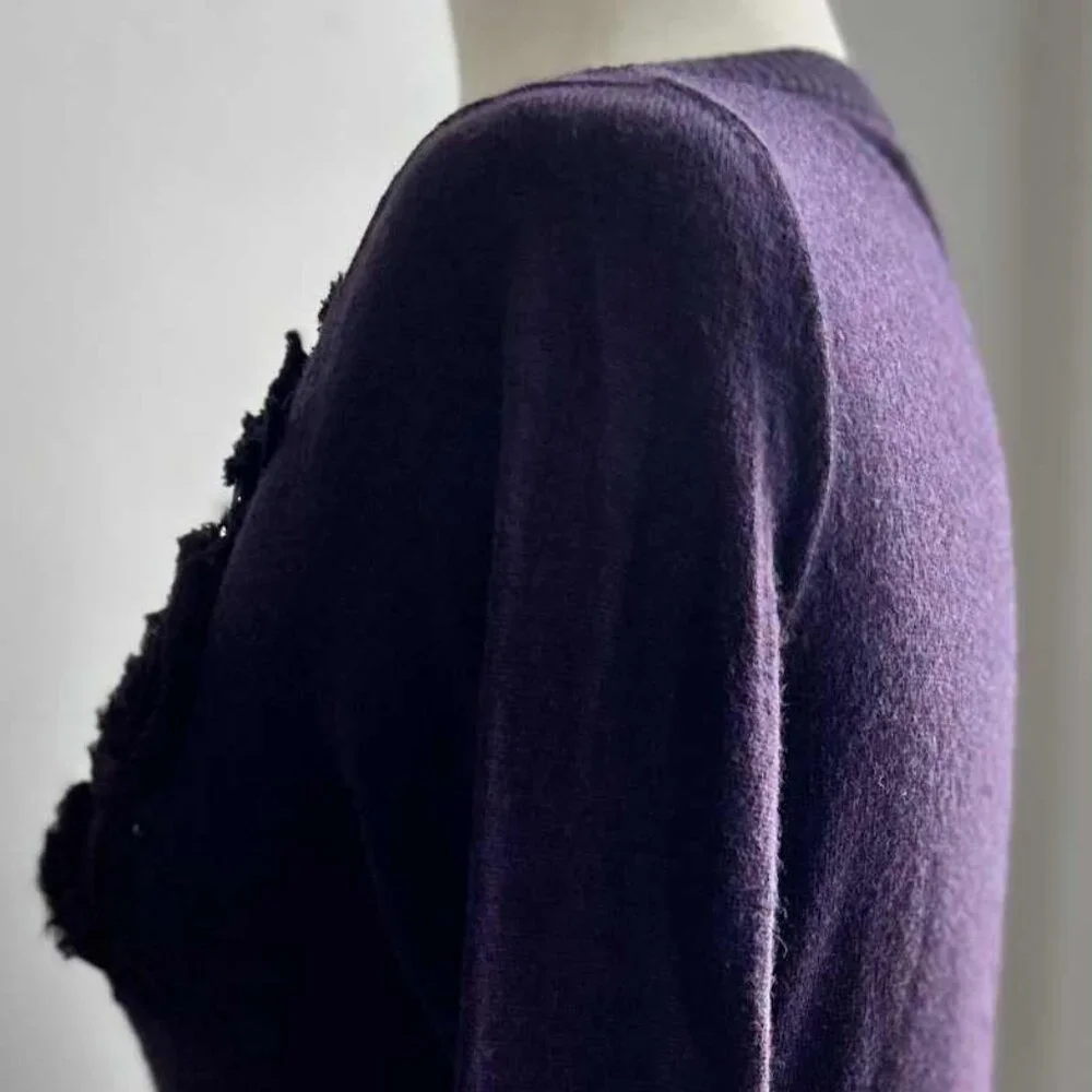 Banana Republic Rosettes & Sequins Embellished Deep Grape Merino Cardigan – US S - Picture 5 of 11